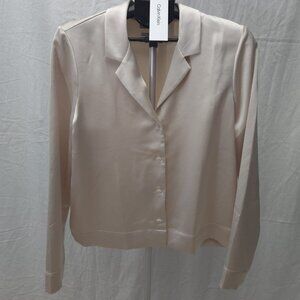 Calvin Klein Cream Button-Front Long Sleeve Top